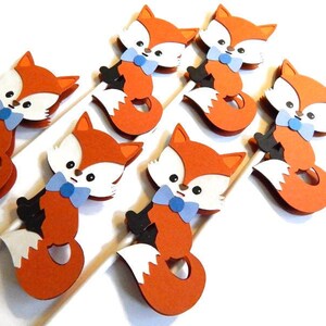 Little Fox Cupcake Toppers, kid&#39;s woodland birthday party, baby shower cake decorations, baby fox party cake toppers, fox lover&#39;s party