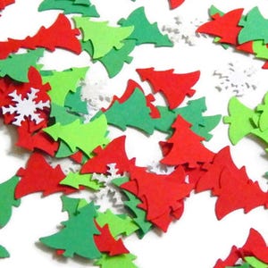 200 Piece Christmas Table Confetti, Red, Green & White Christmas Decorations, Holiday Party Decoration, Mini Christmas Tree Scatter Confetti
