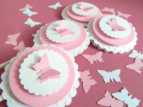 Butterfly Cupcake Toppers Pink Birthday Party Or Baby Shower Etsy - roblox cake topper set of 7