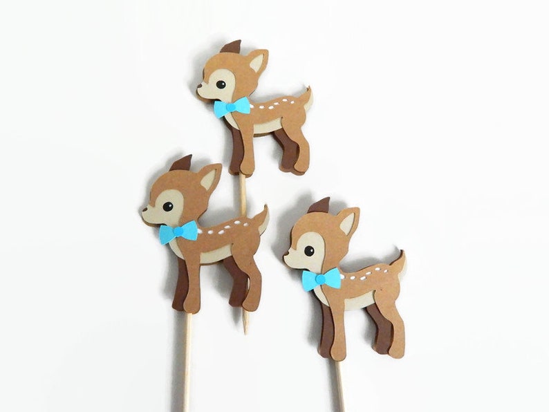 Little Deer Cupcake Toppers Cute Fawn Birthday Party or Baby Etsy
