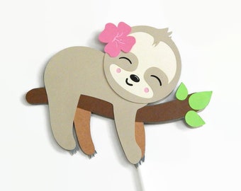 Baby Sloth Cake Topper, sloth birthday party or baby shower cake decoration, jungle theme cake topper, cake topper, sloth-themed party