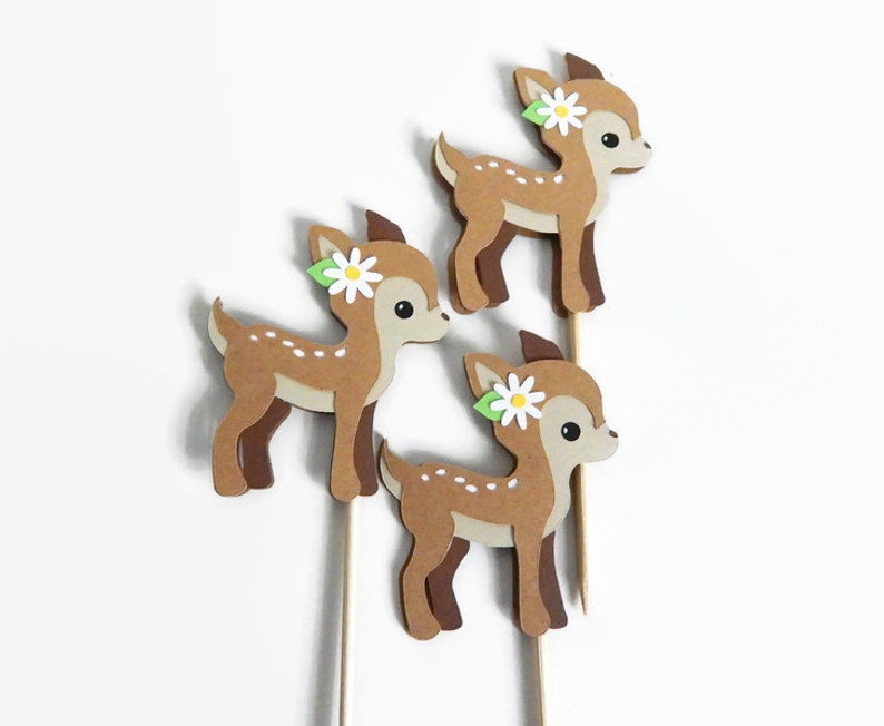 Little Deer Cupcake Toppers Cute Fawn Birthday Party or Baby Etsy