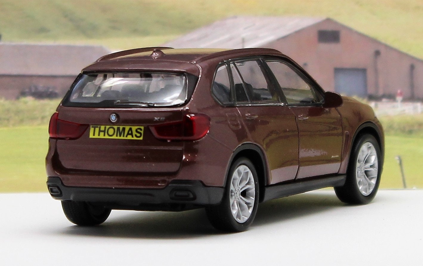PERSONALISED PLATES Bronze BMW X5 Boys Toy Model Dad Car Present Boxed 