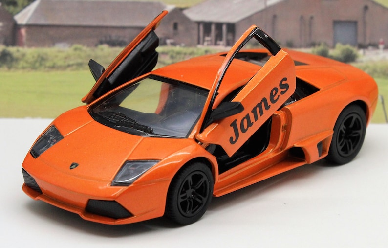 PERSONALISED NAME Gift Diecast Lamborghini Toy Car Boys Dad Grandad Brother Husband Father Mum Model Birthday Gift Present Stocking Filler Orange Murceilago