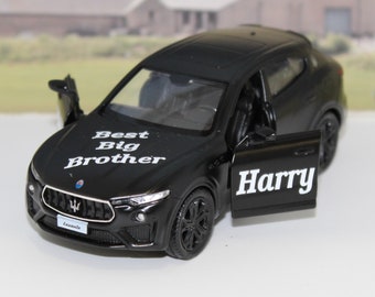 Personalised Personalized Best Big Brother Gift Black Maserati Diecast Licensed Toy Car Boys Grandad Aunt Model Birthday Gift Present Boxed