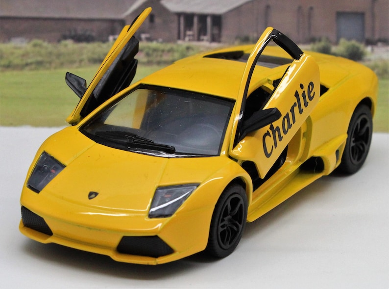 PERSONALISED NAME Gift Diecast Lamborghini Toy Car Boys Dad Grandad Brother Husband Father Mum Model Birthday Gift Present Stocking Filler Yellow Murceilago