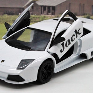 PERSONALISED NAME Gift Diecast Lamborghini Toy Car Boys Dad Grandad Brother Husband Father Mum Model Birthday Gift Present Stocking Filler White Murceilago