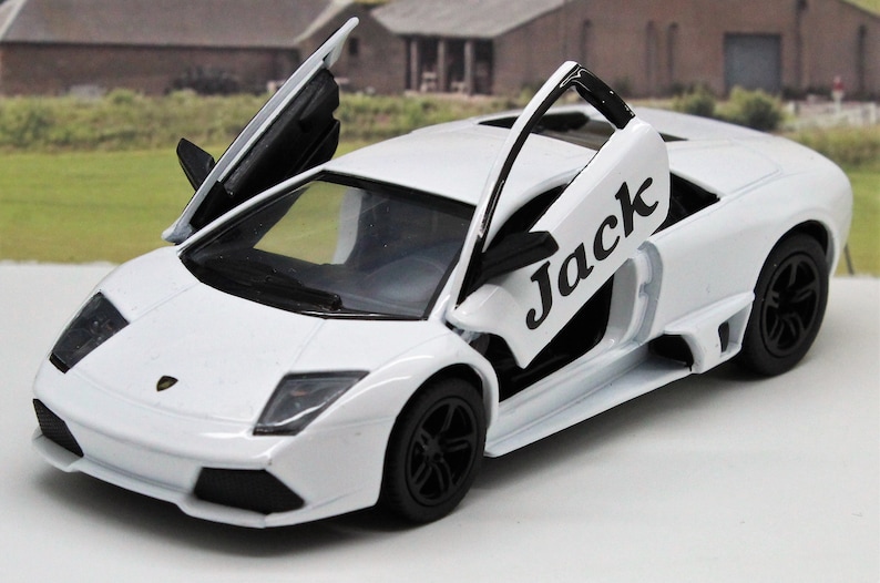 PERSONALISED NAME Gift Diecast Lamborghini Toy Car Boys Dad Grandad Brother Husband Father Mum Model Birthday Gift Present Stocking Filler White Murceilago