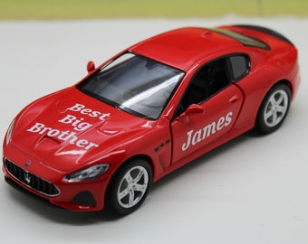 Personalised Personalized Big Brother Sister Gift Red Maserati Diecast Licensed Toy Car Boys Grandad Auntie Model Birthday Gift Present Box