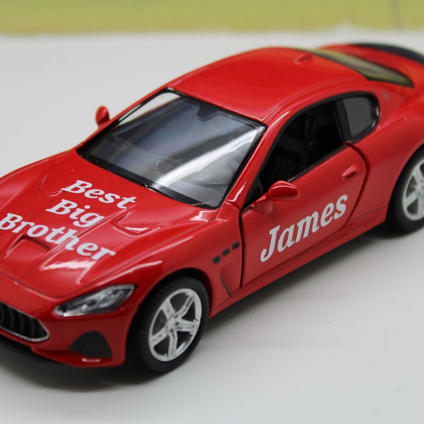 Personalised Personalized Big Brother Sister Gift Red Maserati Diecast Licensed Toy Car Boys Grandad Auntie Model Birthday Gift Present Box