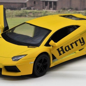 PERSONALISED NAME Gift Diecast Lamborghini Toy Car Boys Dad Grandad Brother Husband Father Mum Model Birthday Gift Present Stocking Filler Yellow Aventador