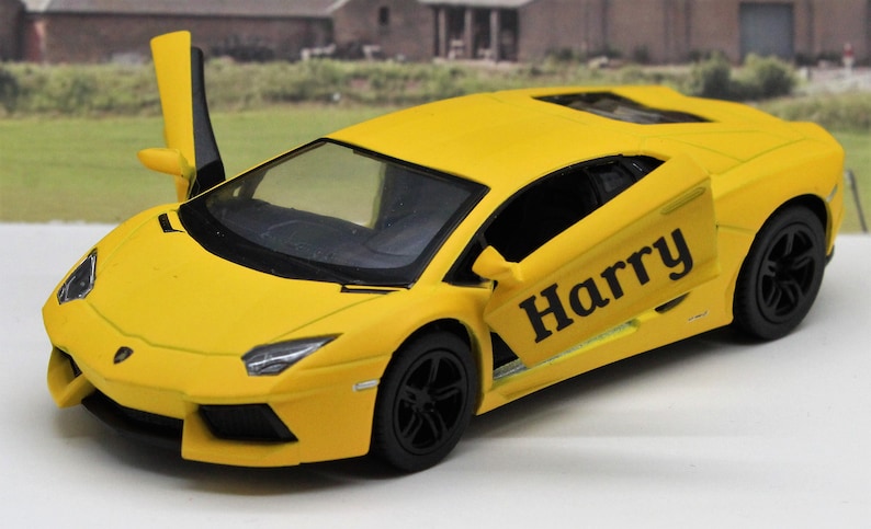 PERSONALISED NAME Gift Diecast Lamborghini Toy Car Boys Dad Grandad Brother Husband Father Mum Model Birthday Gift Present Stocking Filler Yellow Aventador