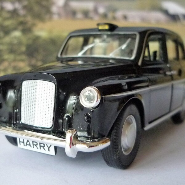 PERSONALISED PLATE Personalized Plate London Black Taxi Cab Diecast Licensed Toy Car Boys Dad Grandad Husband Model Birthday Gift Present