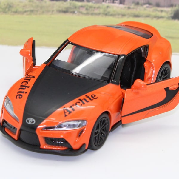 PERSONALISED NAME Gift Orange Toyota Supra 2020 Toy Car Boys Dad Grandad Brother Husband Father Diecast Model Birthday Gift Present Boxed