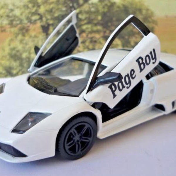 Wedding Day Personalised Name Page Boy Usher Best Man Ring Bearer Name Gift Boys Toy Licensed Lamborghini Wedding Car Model Boxed Present