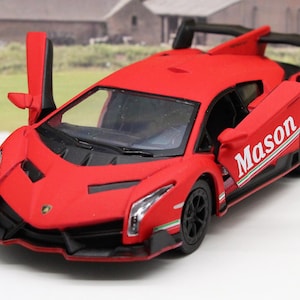 PERSONALISED NAME Gift Diecast Lamborghini Toy Car Boys Dad Grandad Brother Husband Father Mum Model Birthday Gift Present Stocking Filler Red Veneno