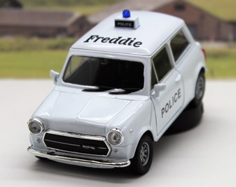 PERSONALISED NAME Personalized Name White Police Mini Cooper Diecast Licensed Toy Car Boys Dad Grandad Husband Model Birthday Gift Present