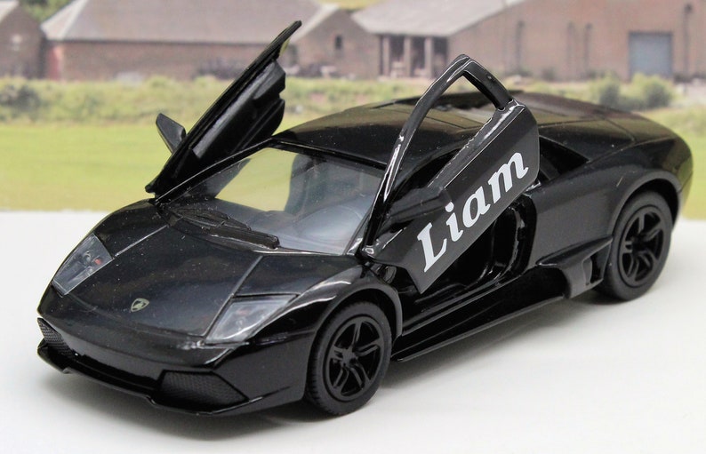 PERSONALISED NAME Gift Diecast Lamborghini Toy Car Boys Dad Grandad Brother Husband Father Mum Model Birthday Gift Present Stocking Filler Black Murceilago