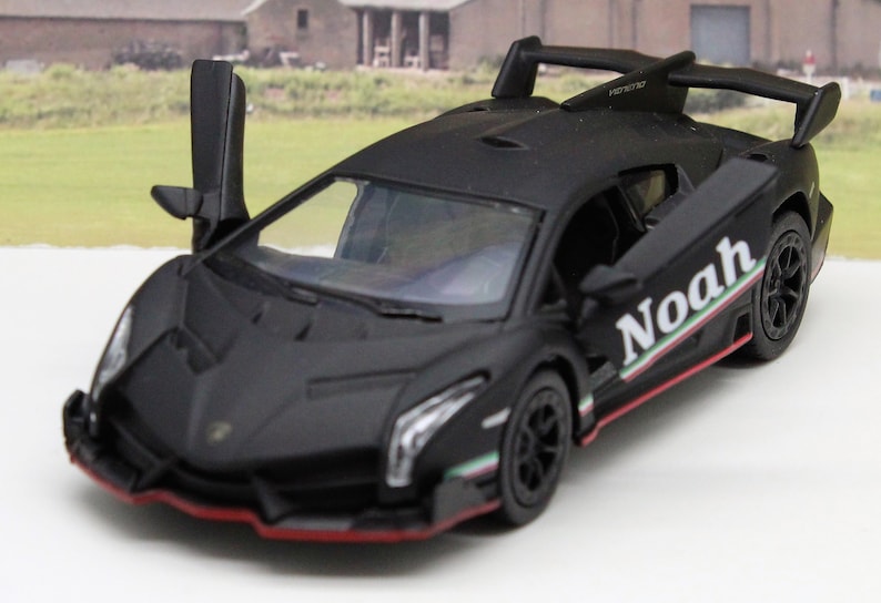 PERSONALISED NAME Gift Diecast Lamborghini Toy Car Boys Dad Grandad Brother Husband Father Mum Model Birthday Gift Present Stocking Filler Black Veneno