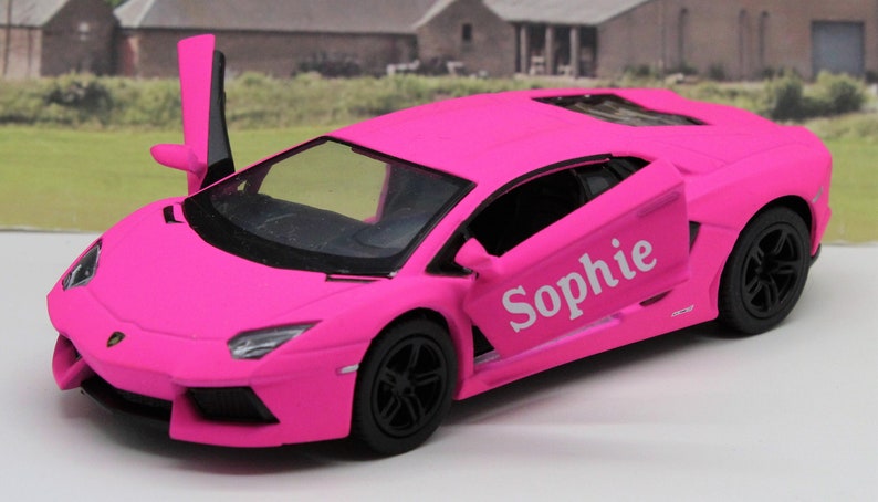 PERSONALISED NAME Gift Diecast Lamborghini Toy Car Boys Dad Grandad Brother Husband Father Mum Model Birthday Gift Present Stocking Filler Pink Aventador