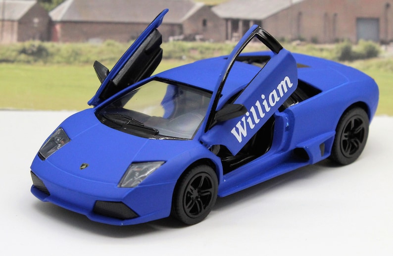 PERSONALISED NAME Gift Diecast Lamborghini Toy Car Boys Dad Grandad Brother Husband Father Mum Model Birthday Gift Present Stocking Filler Blue Murceilago