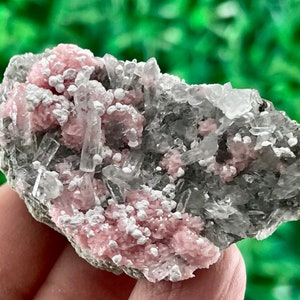 Amazing Rhodochrosite with Calcite from Davidkovo ore Filed,Bulgaria,Pink Crystal,Rhodochrosite Crystal,Rhodochrosite with Quartz