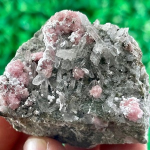 Amazing Rhodochrosite with Calcite from Davidkovo ore Filed,Bulgaria,Pink Crystal,Rhodochrosite Crystal,Rhodochrosite with Quartz