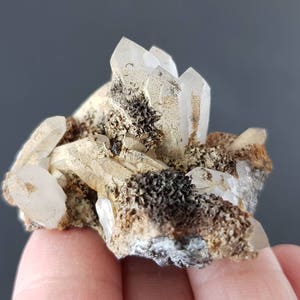 Quartz with Rhodochrosite and Iron Oxide from 9th September mine Madan ore field Smolyan Oblast Rhodope Mts Bulgaria minerals specimens