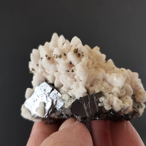 Galena with Calcite and Chalcopyrite from Krushev dol mine Madan ore field Smolyan Oblast Rhodope Mts Bulgaria minerals