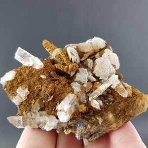 Two generation Calcite and Quartz,Gips and Iron Oxide from Krushev dol mine Madan ore field Smolyan Oblast Rhodope Mts Bulgaria minerals