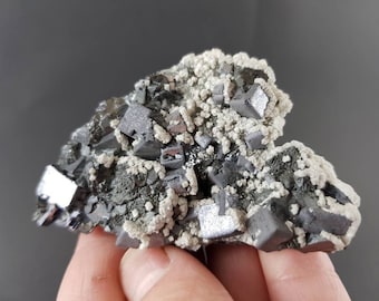 Esfalerita con Galena y Calcita de la mina Krushev dol, campo de mineral de Madan, Óblast de Smolyan, Monte Ródope, Bulgaria