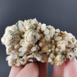 Quartz with Calcite and Iridescent Chalcopyrite from Krushev dol mine Madan ore field Smolyan Oblast Rhodope Mts Bulgaria minerals specimens