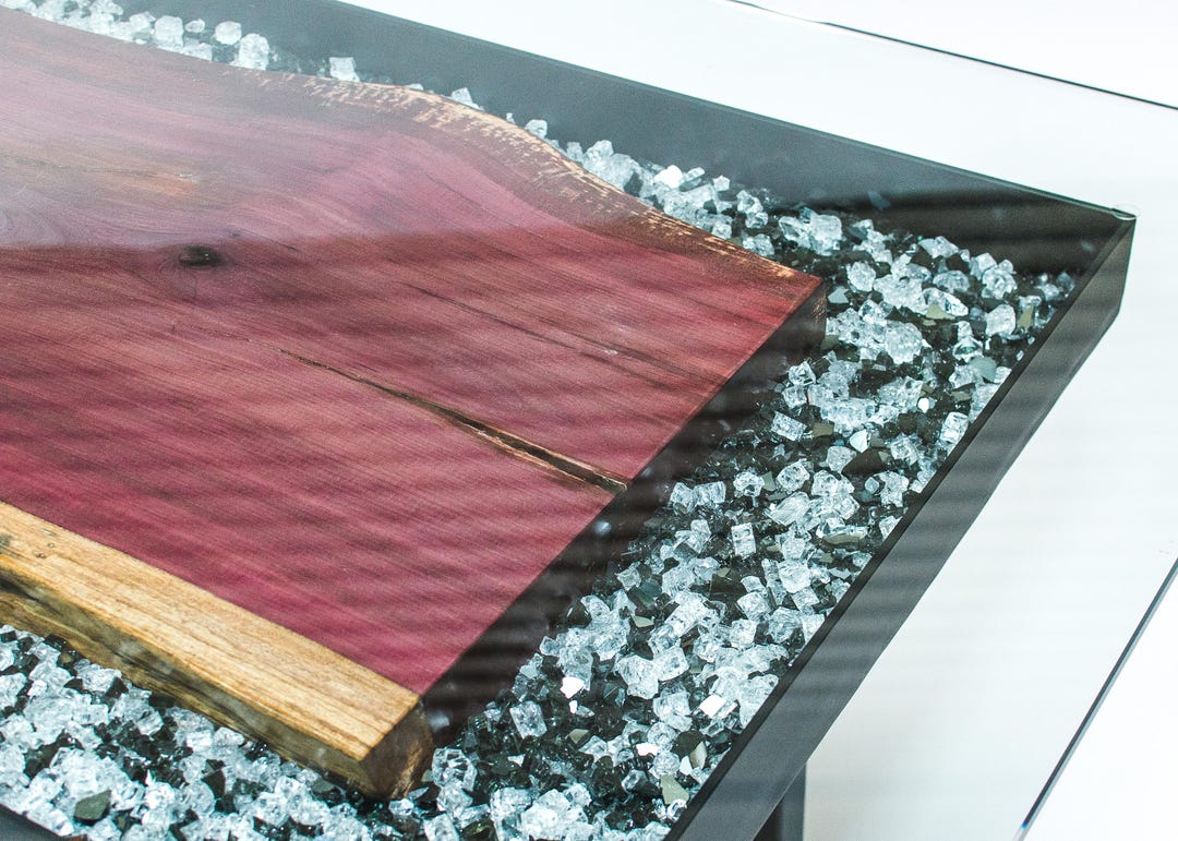 Rare Purple Heartwood Live Edge Slab Shadowbox Dining Table Etsy