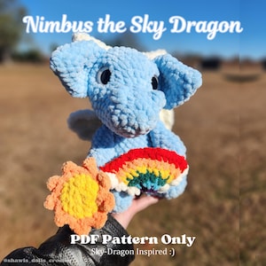 Nimbus the Cloud Dragon Crochet Pattern, Amigurumi, Plushie Pattern, Market Bestseller, Doll Pattern, Cute Crochet Drago Pattern