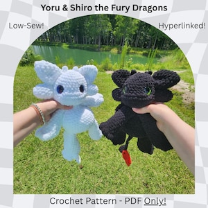 Yoru & Shiro Fury Dragons Crochet Pattern, Crochet, Pattern, Amigurumi, Plushie, Toy Pattern, Fury, Dragon, Plush Fury Dragon, Plush Dragon