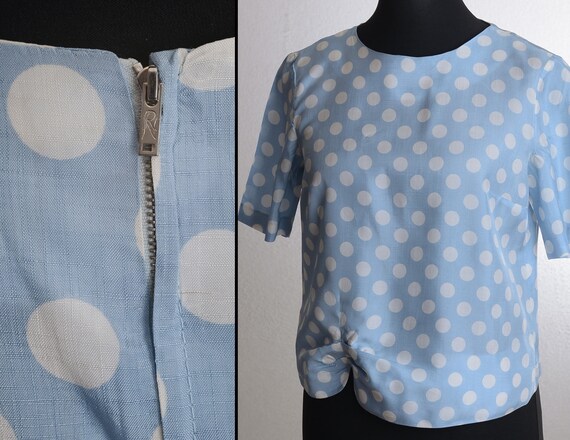 Vintage 50s Polka Dot Short Sleeve Blouse / Top w.