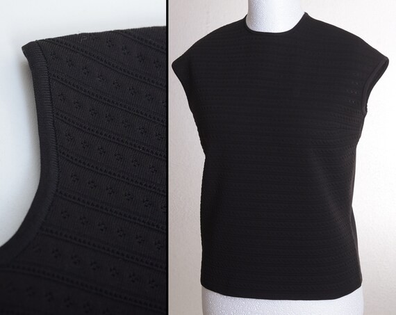 Vintage 60s Sleeveless Knit-Top with 1/4-Zip on Ba