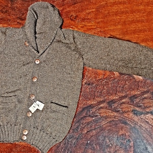 Hypoallergenic Luxury 100% Peruvian Vicuna Shawl Cardigan Sweater Jumper, 2.2 Lbs- 1.1 kg, Hand-knitted, Organic, Ultra Silky, Thermo, Soft