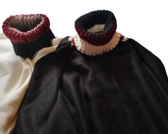 Luxury Hypoallergenic 100% Peruvian Baby Alpaca Poncho Turtleneck High Collar Wrap Shawl (55" x 69" inches-135 x 175 cm, Thermo, SIlky, Soft