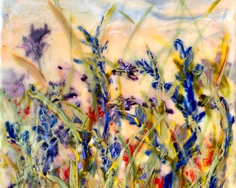 Artist Signed Floral Print, Colorful Wildflower Garden, Archival Paper