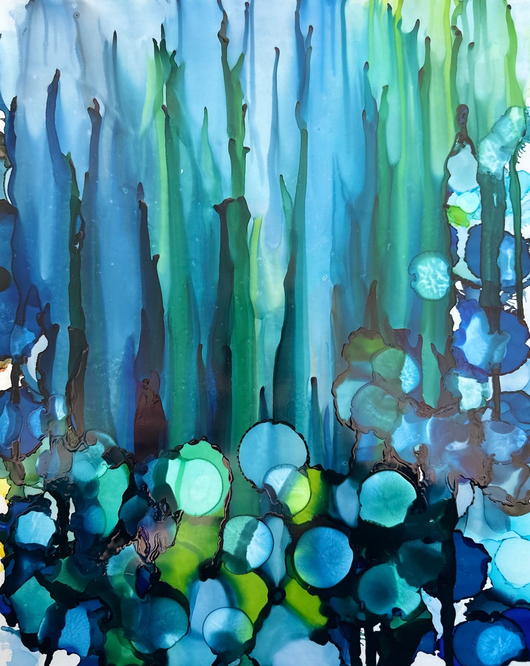 Original Ink Painting, Ink Art, Abstract Painting, Abstract Art, 11x14