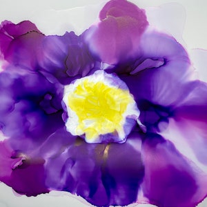 Blossom Series II, Original Floral Art, Alcohol Ink Art, Pansy Flower Art, Original Modern Floral Art, Abstract Botanical Art, Purple Flower