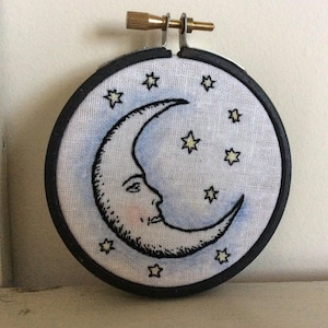 Crescent moon and stars embroidery kit
