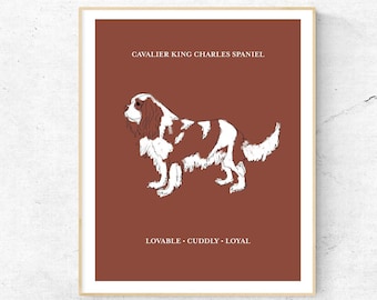 Cavalier King Charles Spaniel Print, Dog Mom Print, Dog Poster