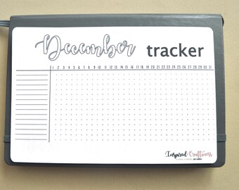 Bullet journal sticker, December tracker, habit tracker, monthly tracker, planner sticker, monthly planning