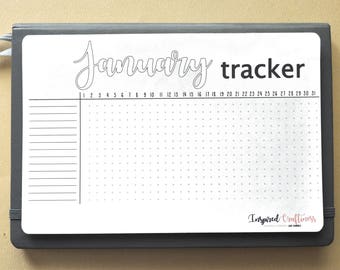 Bullet journal sticker, January tracker, habit tracker, monthly tracker, planner sticker, monthly planning