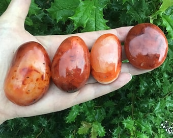 CARNELIAN Crystal Agate Palm Stone: Talisman For Courage 1.25”-2.25”