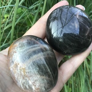 BLACK MOONSTONE Palm Stone - Pocket Stones, Healing Crystals and Stones