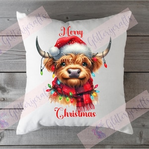 Christmas Highland Cow Png with mock up file.