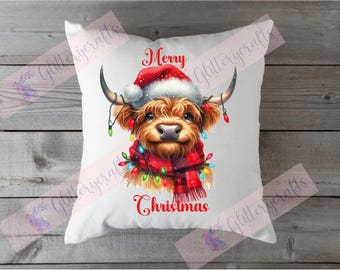 Christmas Highland Cow Png with mock up file.